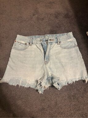 American Eagle Outfitters Light Wash Frayed Denim Shorts
